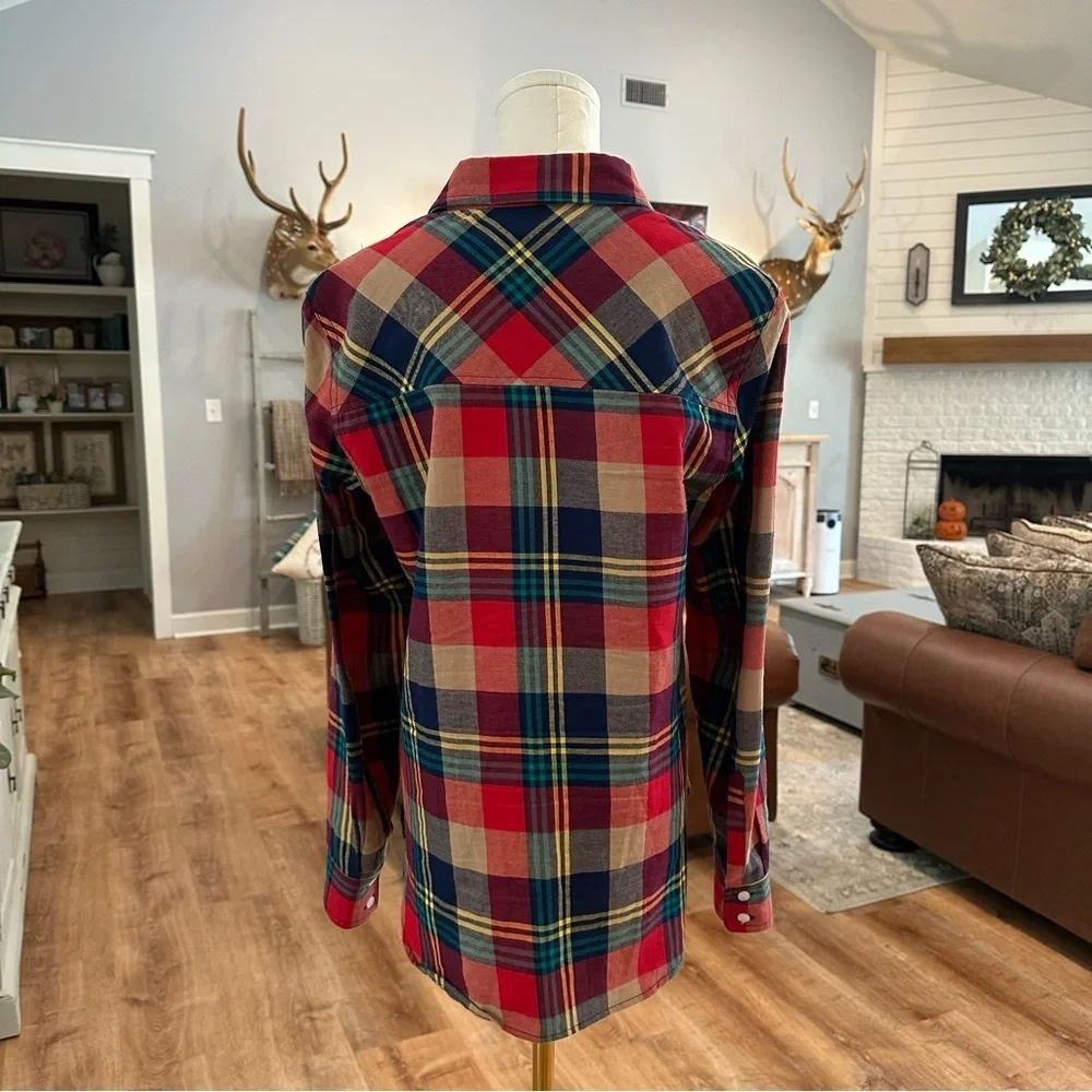 Evy’s Tree Women’s Small "The Amy" Red Plaid Button-up Cotton Preppy Shirt - Picture 5 of 7